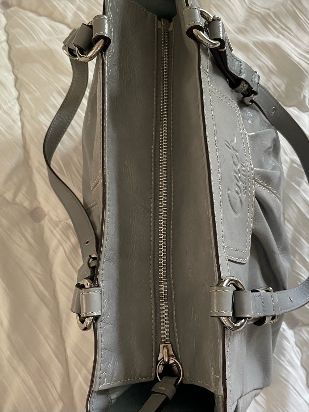 Vintage Coach Grey Leather Small Tote Bag - Picture 7 of 8